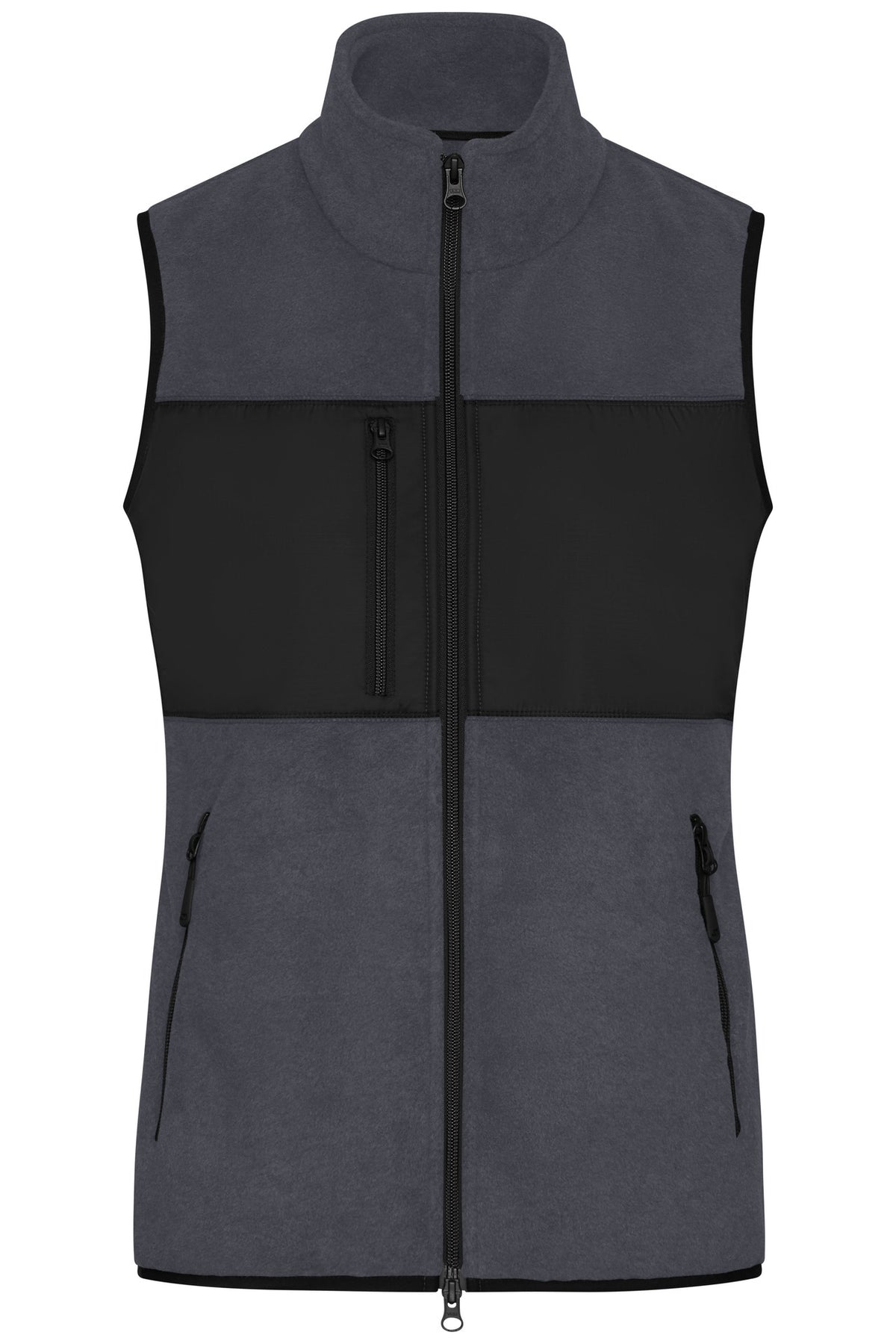 Ladies Fleece Vest - Carbon/Black