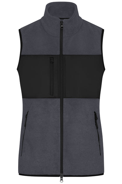 Ladies Fleece Vest - Carbon/Black