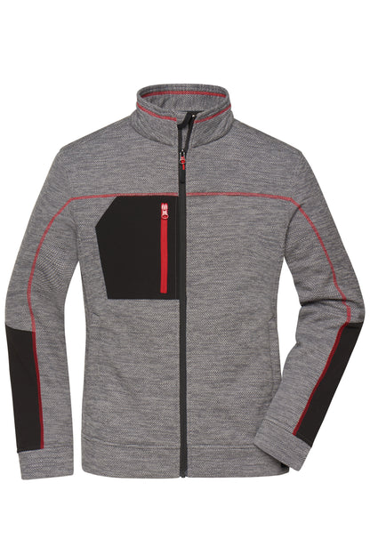 Ladies’ Structure Fleece Jacke - Carbon-melange/Black/Red
