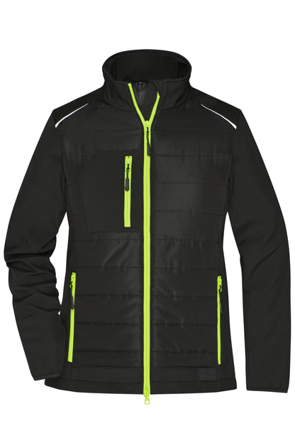 Ladies’ Hybrid Jacket - Black/neon-yellow