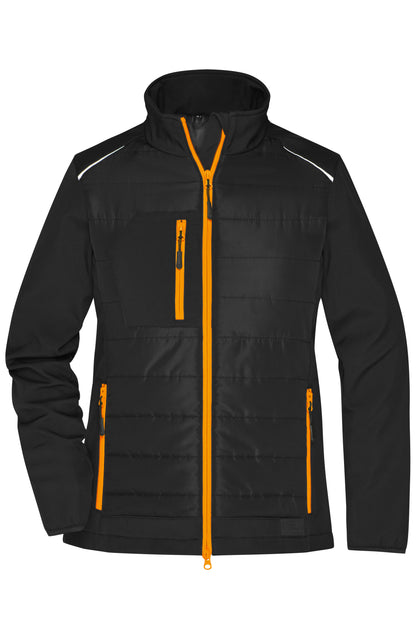 Ladies’ Hybrid Jacket - Black/neon-orange