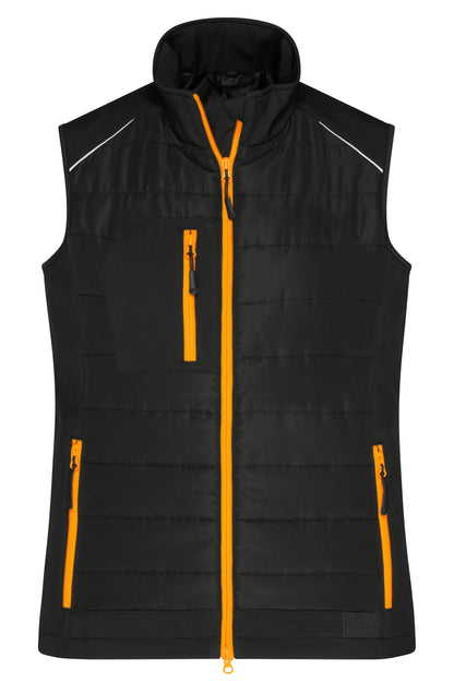 Ladies’ Hybrid Vest - Black/neon-orange