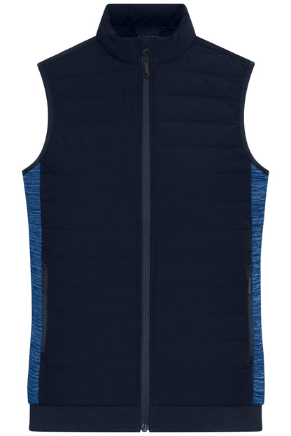Ladie’s Padded Hybrid Vest - Navy/Royal-melange