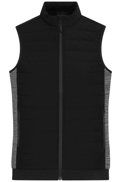 Ladie’s Padded Hybrid Vest - Black/Carbon-Melange