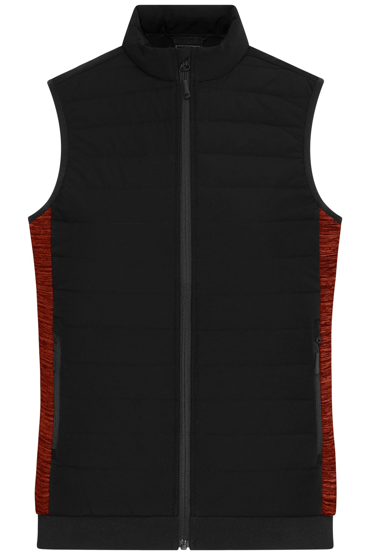Ladie’s Padded Hybrid Vest - Black/Red-melange