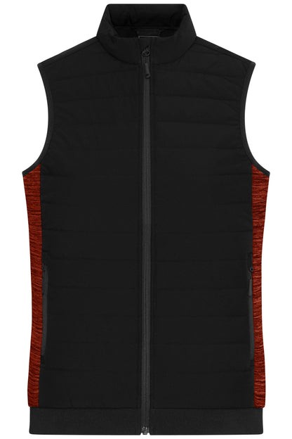 Ladie’s Padded Hybrid Vest - Black/Red-melange