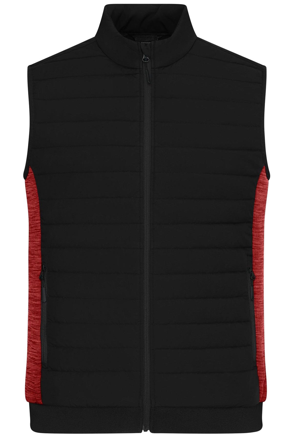 Men’s Padded Hybrid Vest - Black/Red-melange