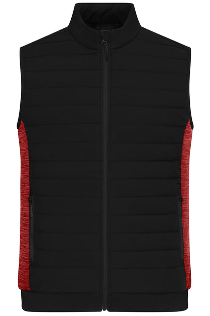 Men’s Padded Hybrid Vest - Black/Red-melange