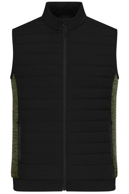 Men’s Padded Hybrid Vest - Black/Olive-melange