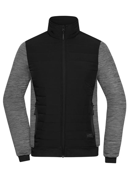 Ladies´ Padded Hybrid Jacket - Black/Carbon-Melange