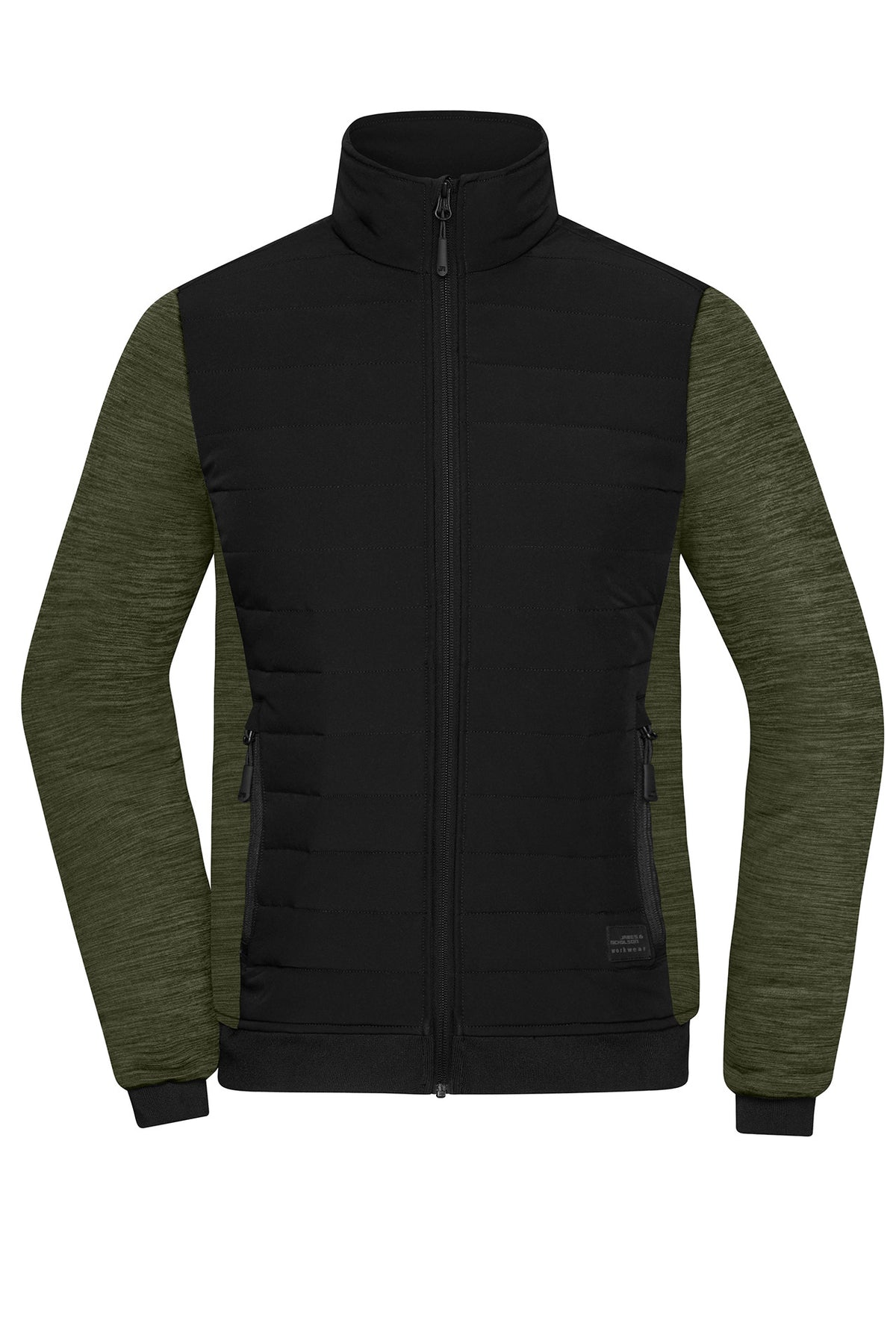 Ladies´ Padded Hybrid Jacket - Black/Olive-melange