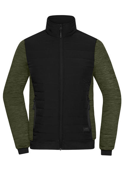 Ladies´ Padded Hybrid Jacket - Black/Olive-melange