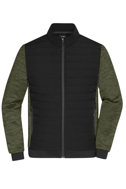 Men´s Padded Hybrid Jacket - Black/Olive-melange