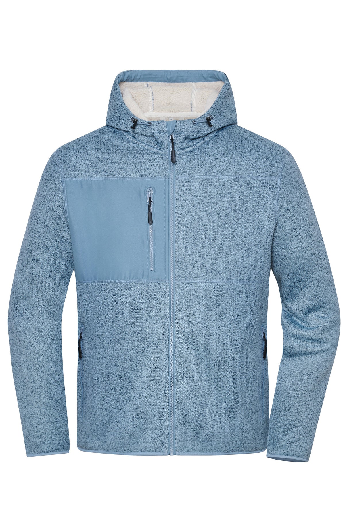 Workwear Knitted Fleece Jacket - Steel-blue-melange/nature