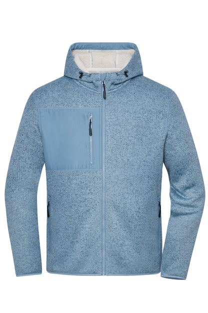 Workwear Knitted Fleece Jacket - Steel-blue-melange/nature