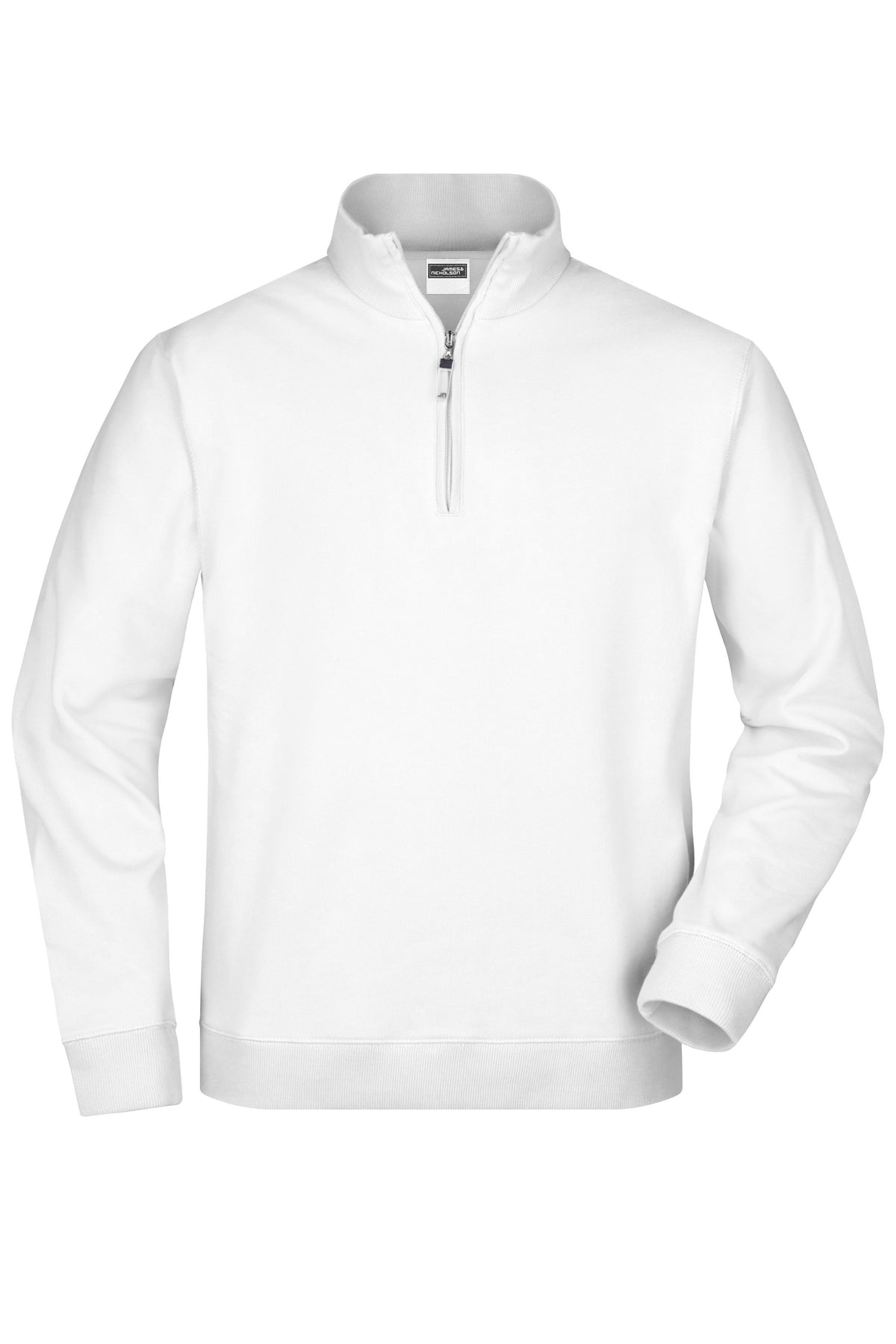 Round Neck Zip - White