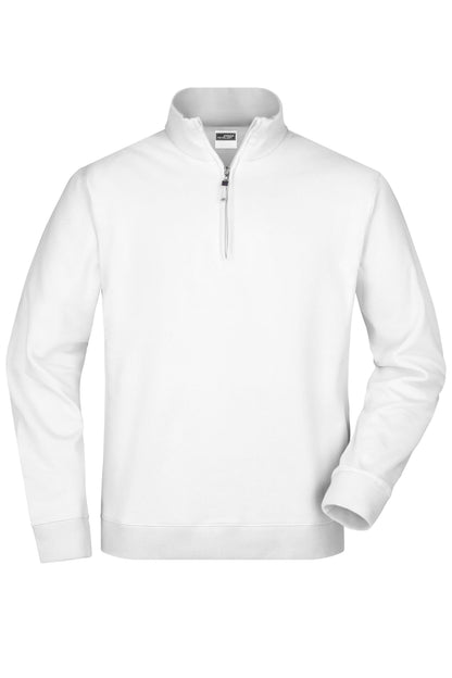 Round Neck Zip - White