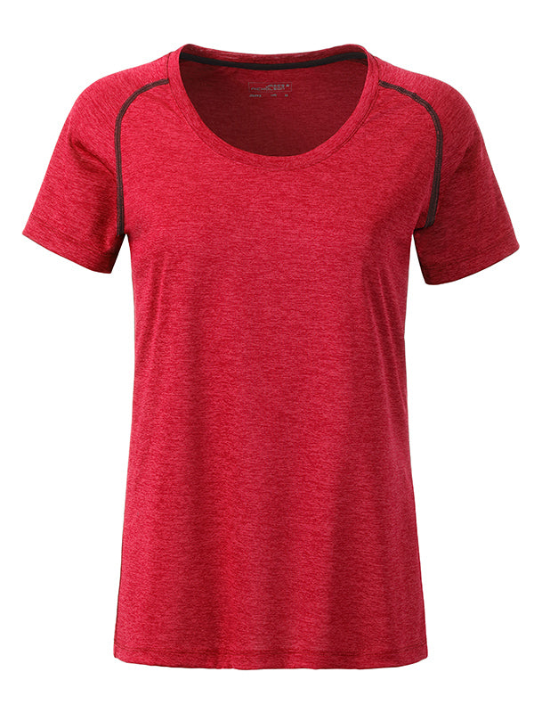 Ladies´Sports T-Shirt - Red-melange/Titan