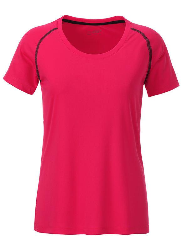 Ladies´Sports T-Shirt - Bright-pink/Titan
