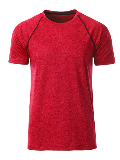 Men´s Sports T-Shirt - Red-melange/Titan