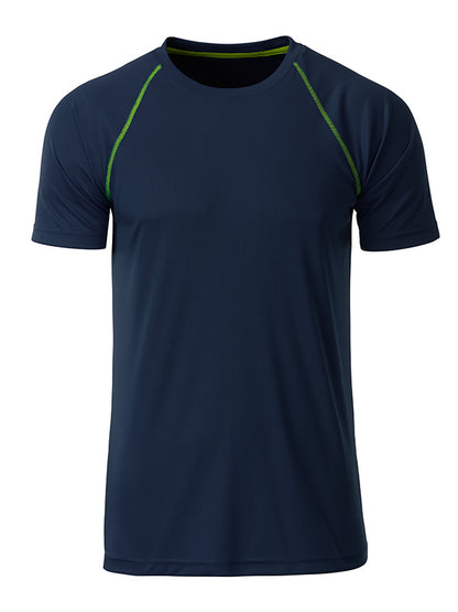 Men´s Sports T-Shirt - Navy/Bright-yellow