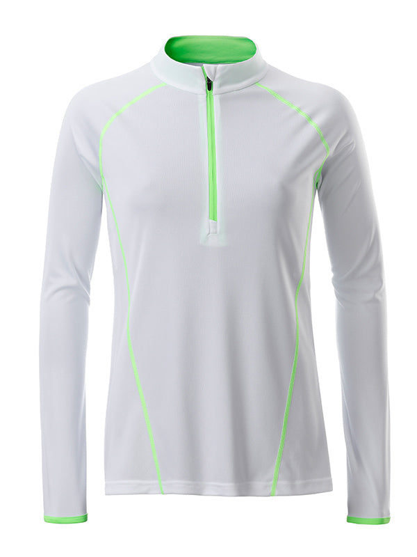 Ladies´ Sportsshirt Longsleeve - White/Bright-green