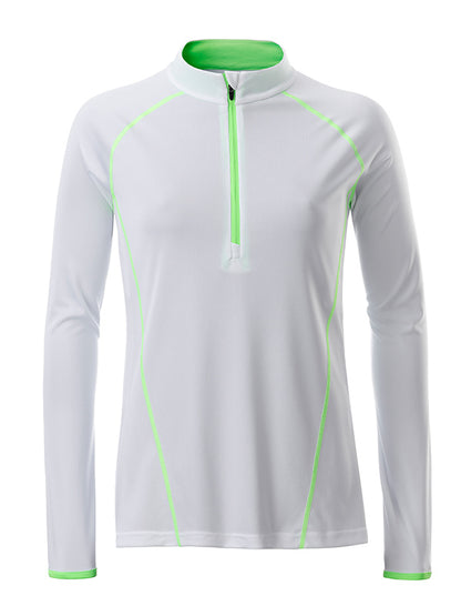 Ladies´ Sportsshirt Longsleeve - White/Bright-green