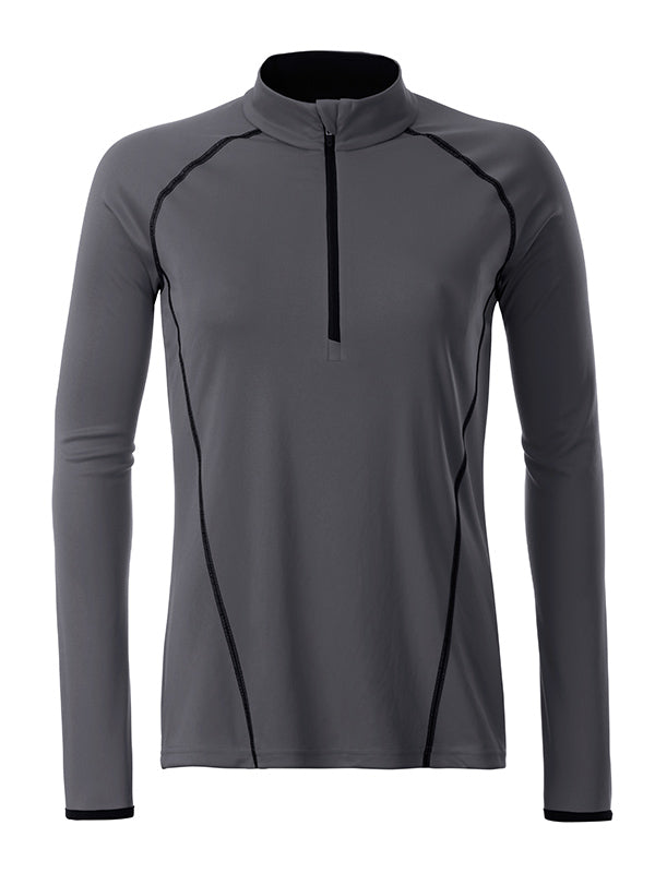 Ladies´ Sportsshirt Longsleeve - Titan/Black