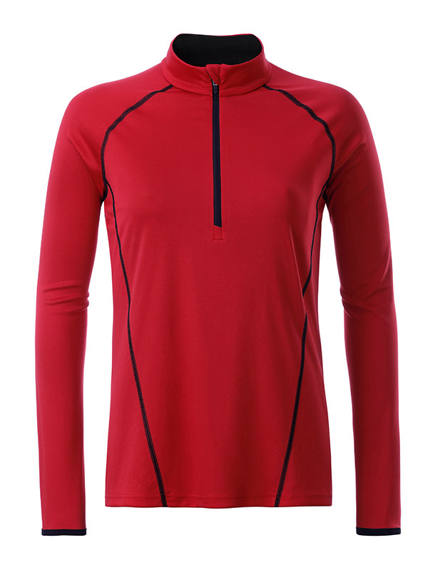 Ladies´ Sportsshirt Longsleeve - Red/Black