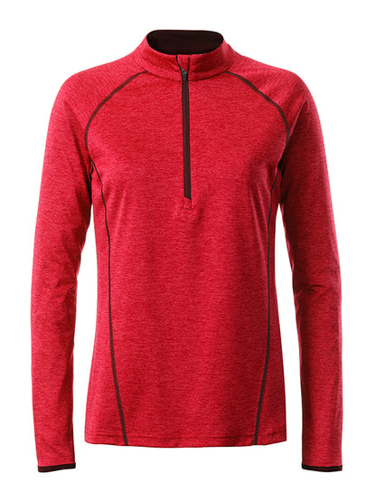 Ladies´ Sportsshirt Longsleeve - Red-melange/Titan