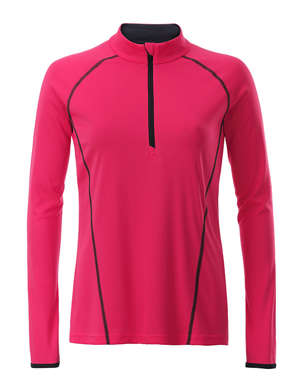 Ladies´ Sportsshirt Longsleeve - Bright-pink/Titan