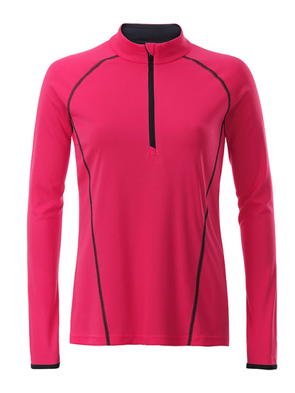 Ladies´ Sportsshirt Longsleeve - Bright-pink/Titan