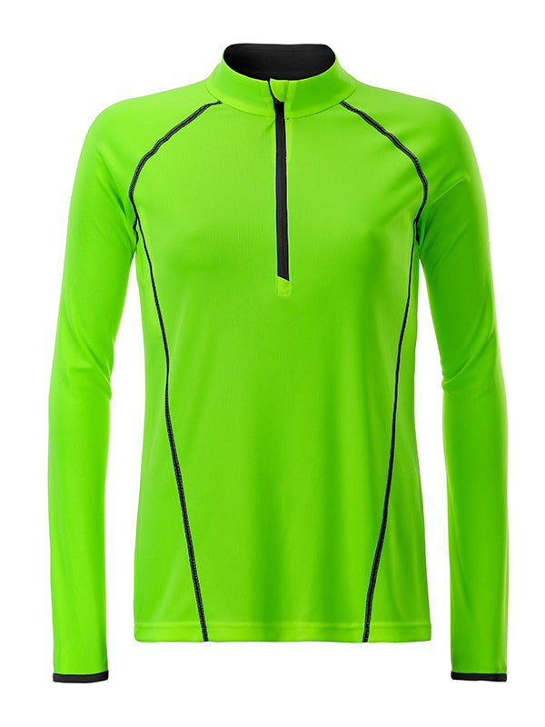 Ladies´ Sportsshirt Longsleeve - Bright-green/Black
