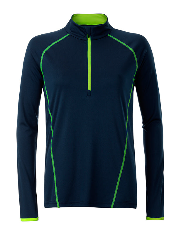 Ladies´ Sportsshirt Longsleeve - Navy/Bright-yellow