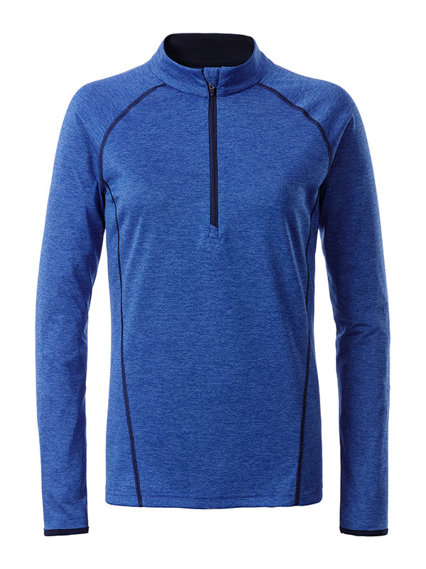 Ladies´ Sportsshirt Longsleeve - Blue-melange/Navy