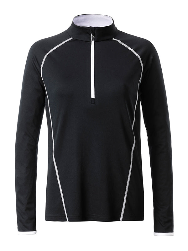 Ladies´ Sportsshirt Longsleeve - Black/White