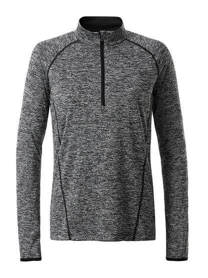 Ladies´ Sportsshirt Longsleeve - Black-melange/Black