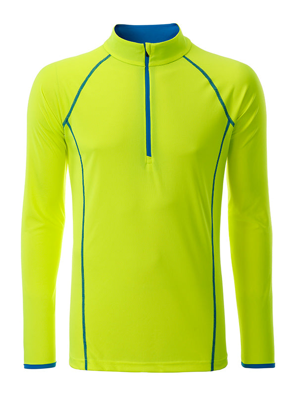 Men´s Sportsshirt Longsleeve - Bright-yellow/Bright-blue