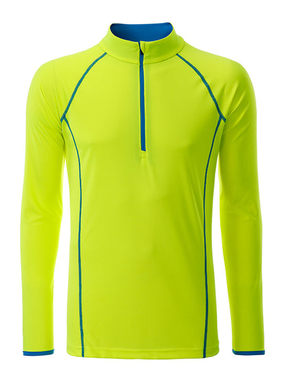 Men´s Sportsshirt Longsleeve - Bright-yellow/Bright-blue