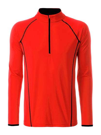 Men´s Sportsshirt Longsleeve - Bright-orange/Black