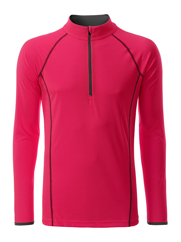 Men´s Sportsshirt Longsleeve - Bright-pink/Titan