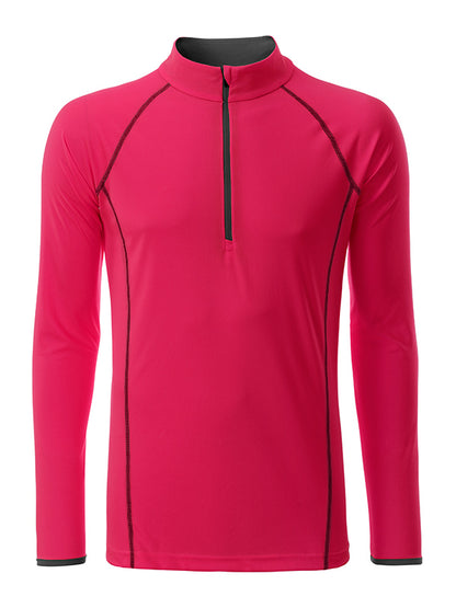 Men´s Sportsshirt Longsleeve - Bright-pink/Titan