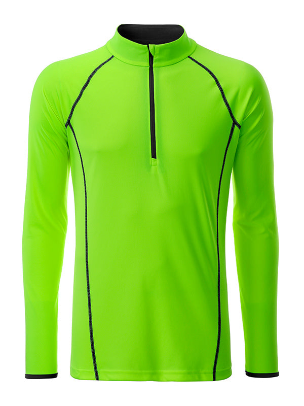 Men´s Sportsshirt Longsleeve - Bright-green/Black