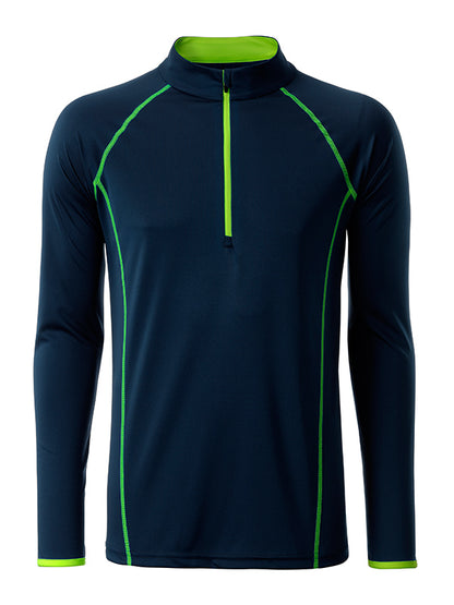 Men´s Sportsshirt Longsleeve - Navy/Bright-yellow