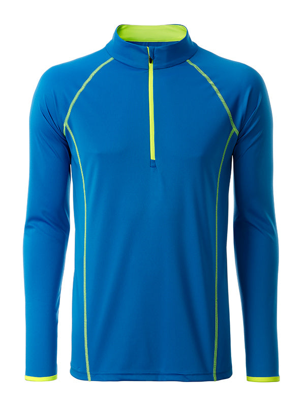 Men´s Sportsshirt Longsleeve - Bright-blue/Bright-yellow