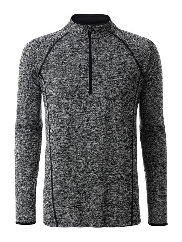 Men´s Sportsshirt Longsleeve - Black-melange/Black