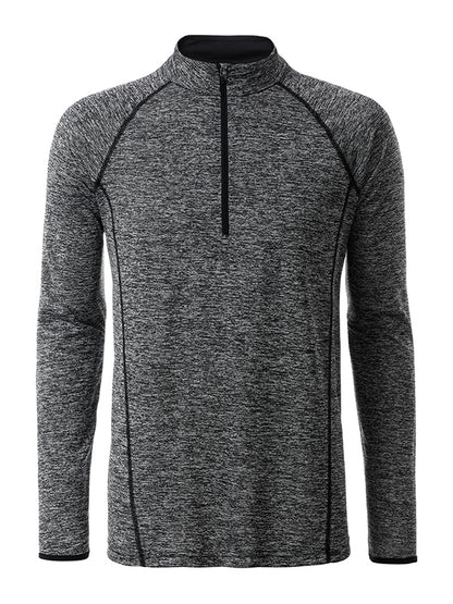 Men´s Sportsshirt Longsleeve - Black-melange/Black