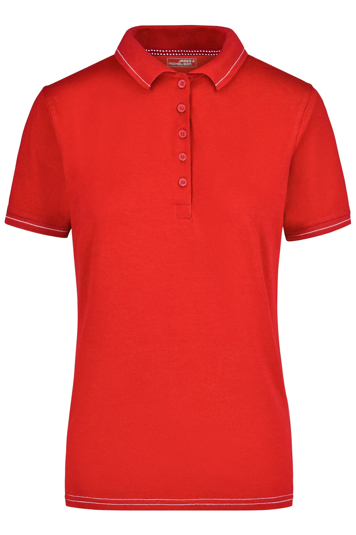 Ladies´ Elastic Polo - Red/White