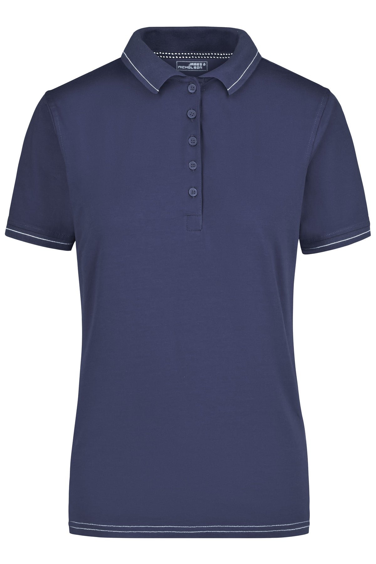 Ladies´ Elastic Polo - Navy/White