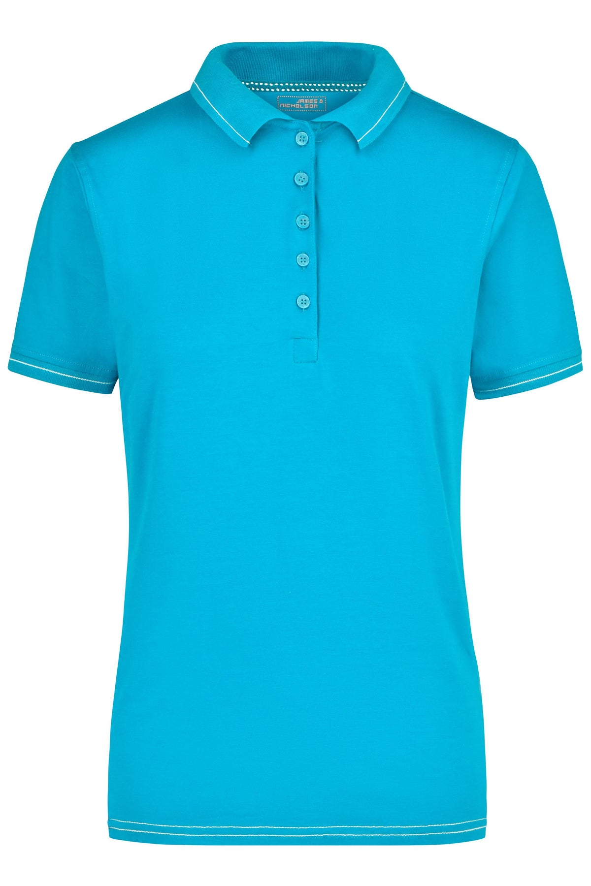 Ladies´ Elastic Polo - Aqua/White